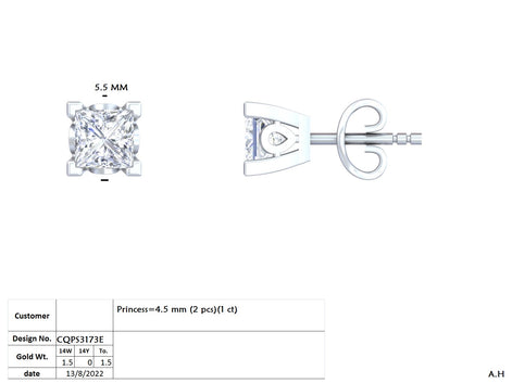 Cushion Cut Crystal Stud Earrings