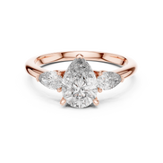 Pear Cut Three-Stone Cluster Ring