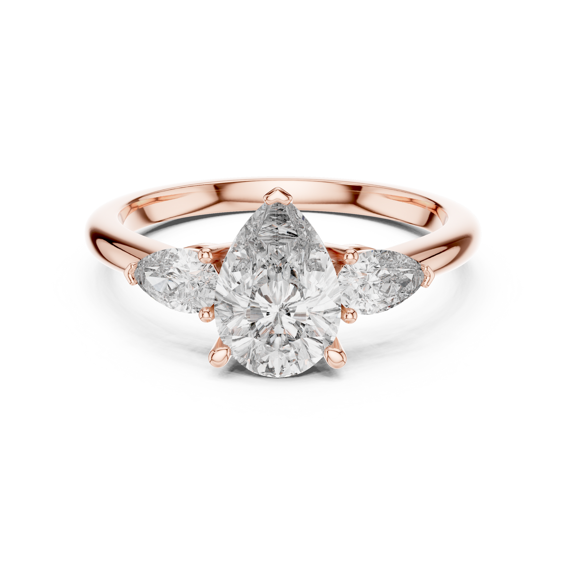 Pear Cut Three-Stone Cluster Ring