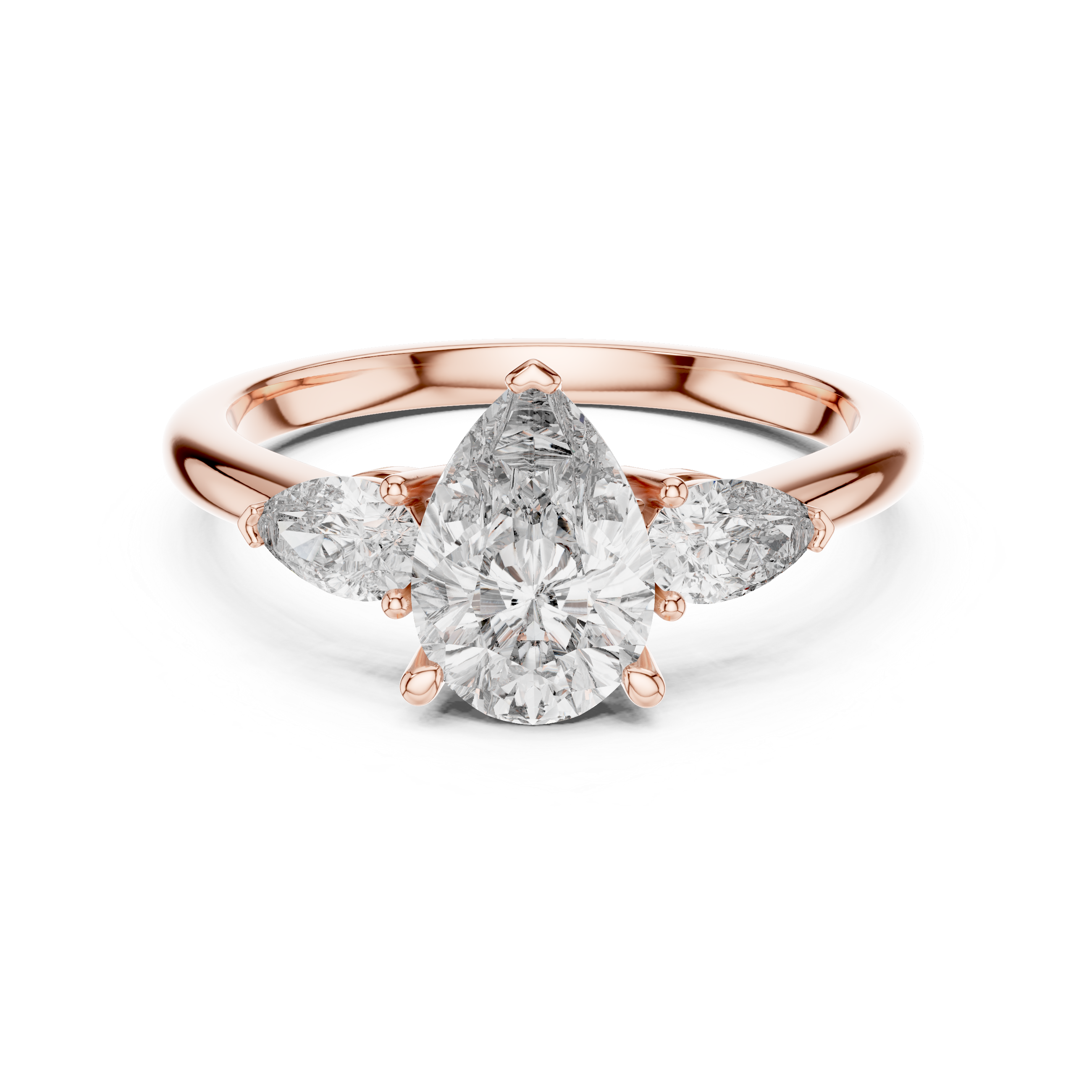 Pear Cut Three-Stone Cluster Ring