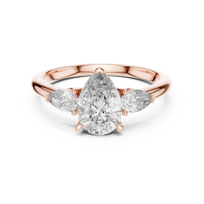 Pear Cut Three-Stone Cluster Ring
