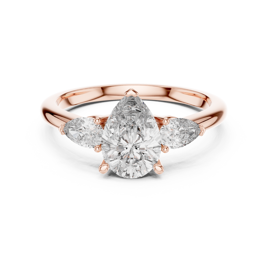Pear Cut Three-Stone Cluster Ring