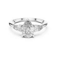 Pear Cut Three-Stone Cluster Ring