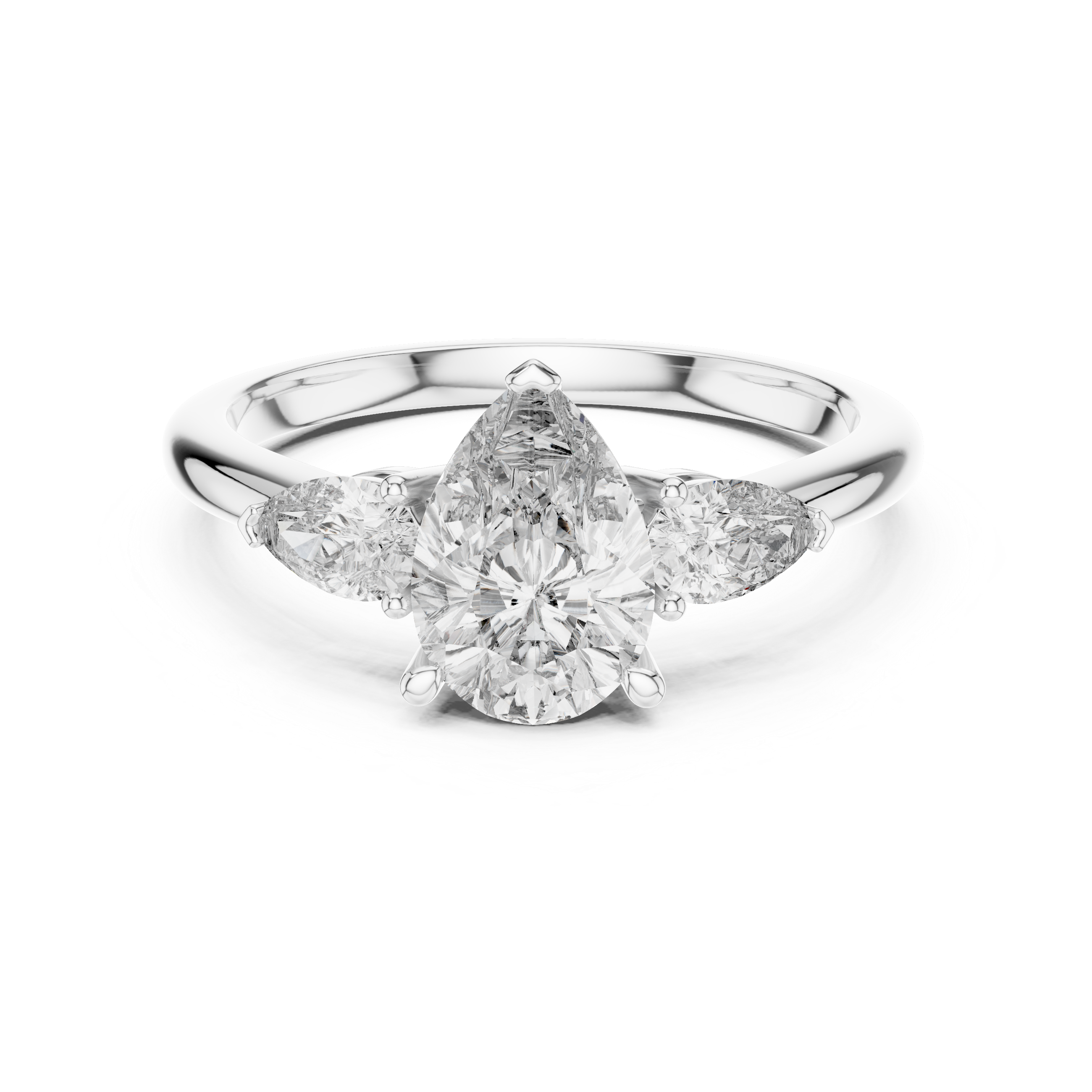 Pear Cut Three-Stone Cluster Ring
