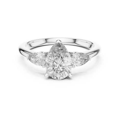 Pear Cut Three-Stone Cluster Ring