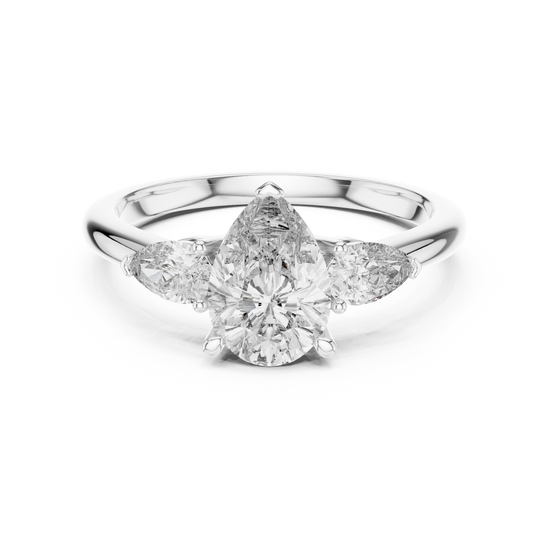 Pear Cut Three-Stone Cluster Ring