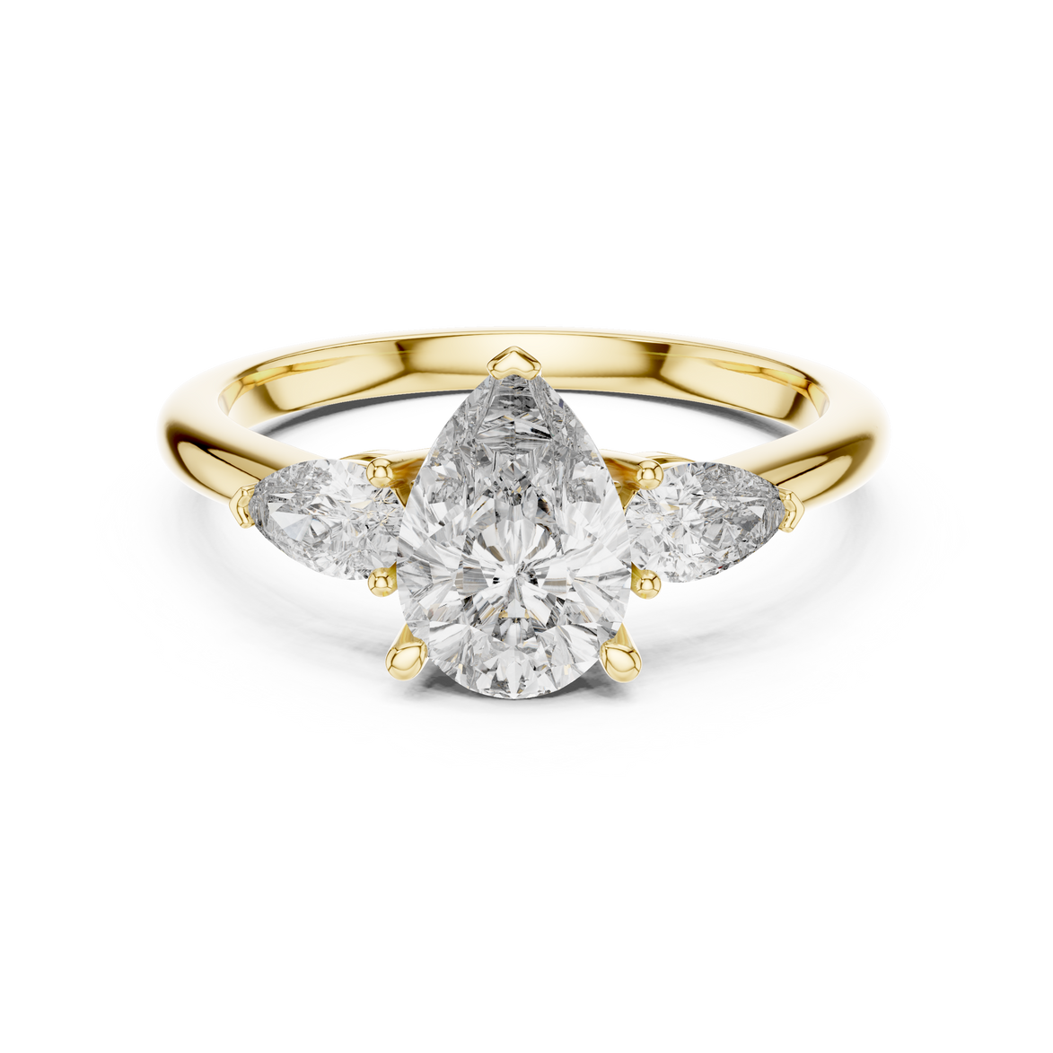 Pear Cut Three-Stone Cluster Ring