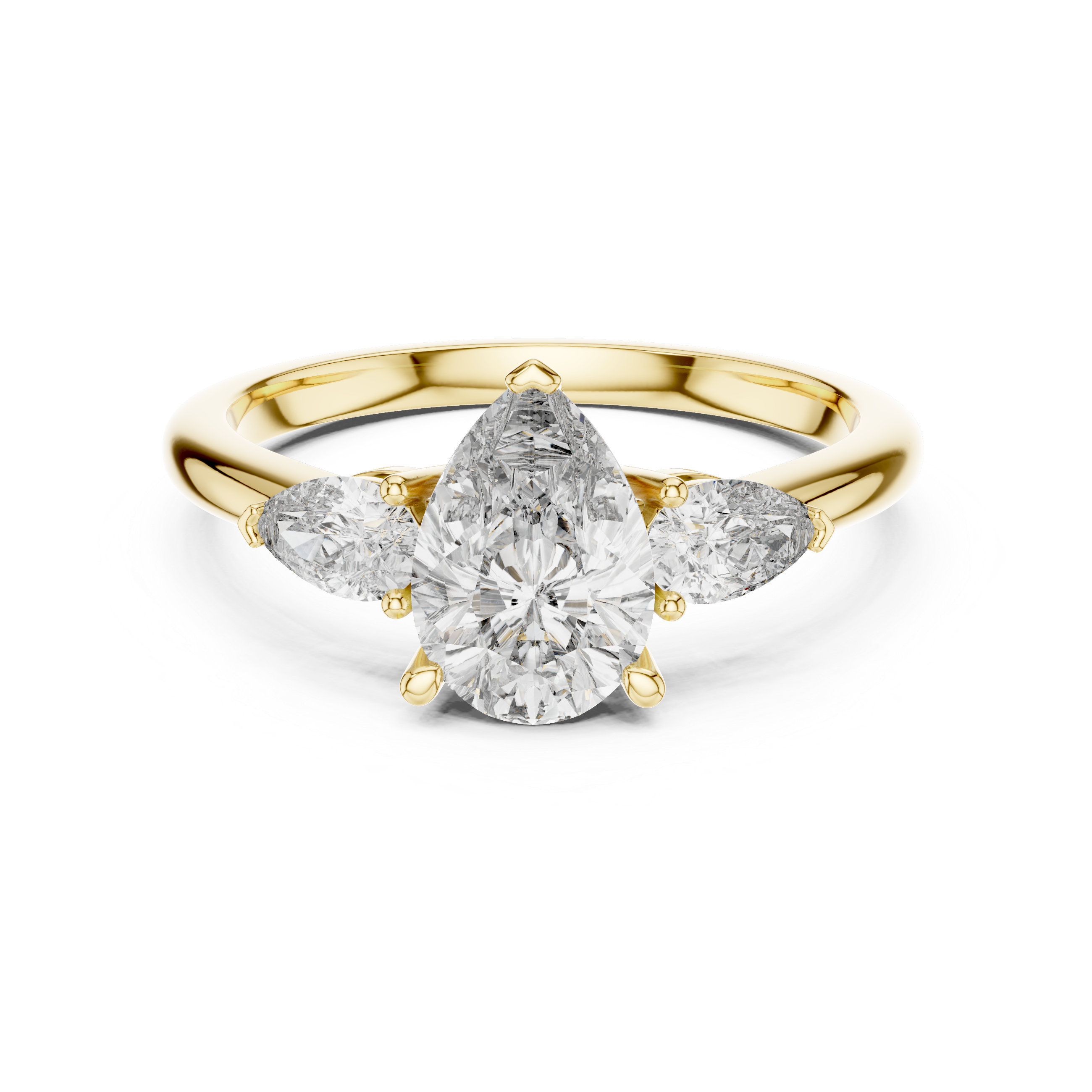 Pear Cut Three-Stone Cluster Ring