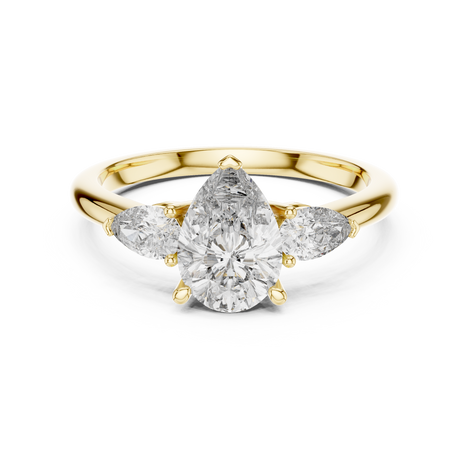 Pear Cut Three-Stone Cluster Ring