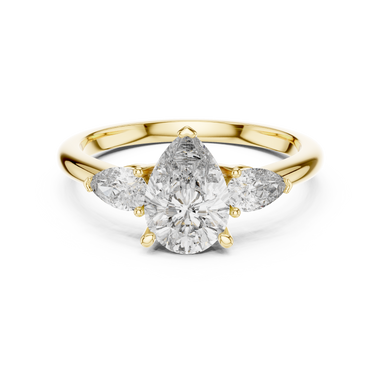 Pear Cut Three-Stone Cluster Ring