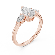 Pear Cut Three-Stone Cluster Ring