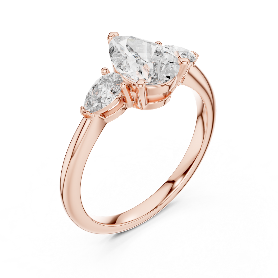 Pear Cut Three-Stone Cluster Ring