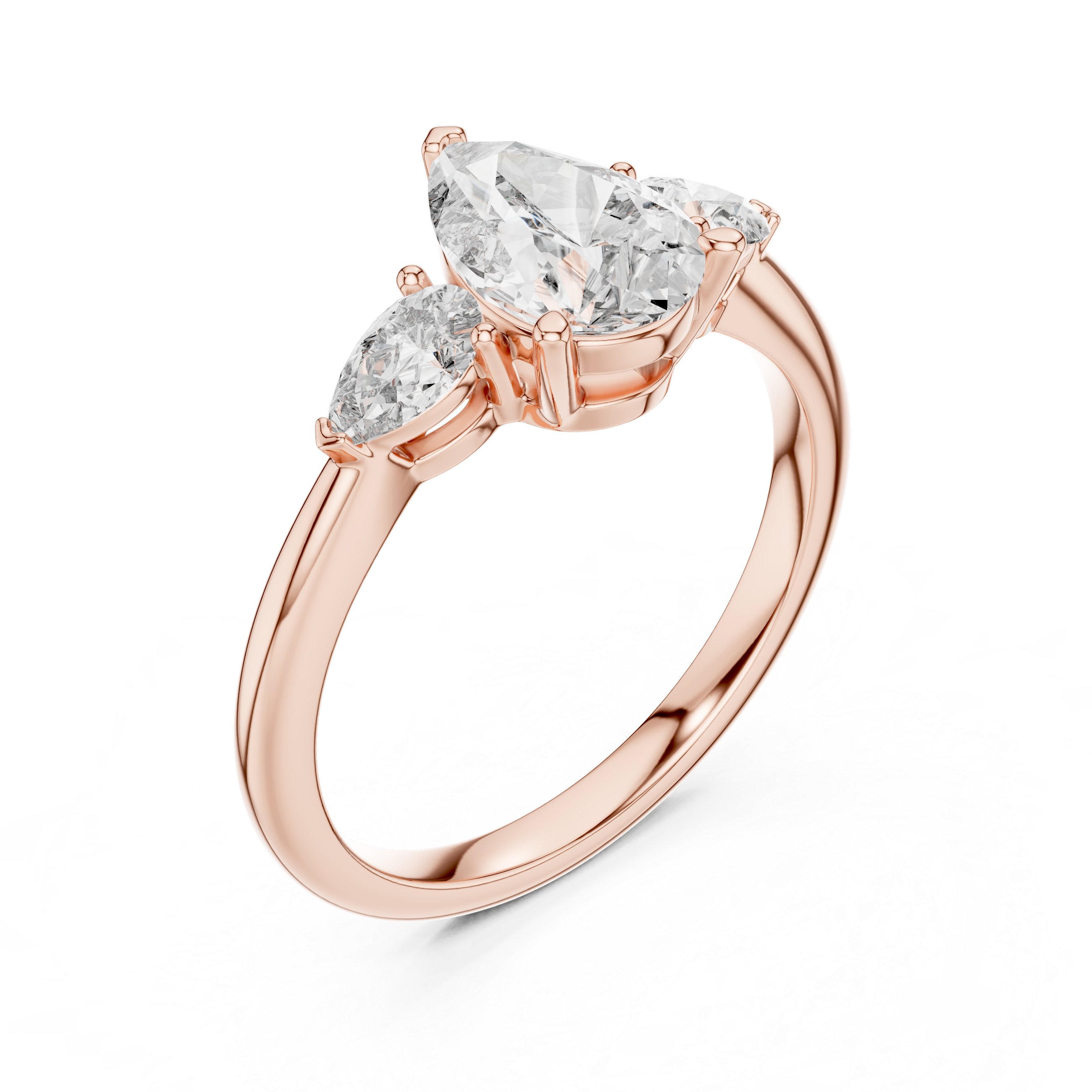 Pear Cut Three-Stone Cluster Ring