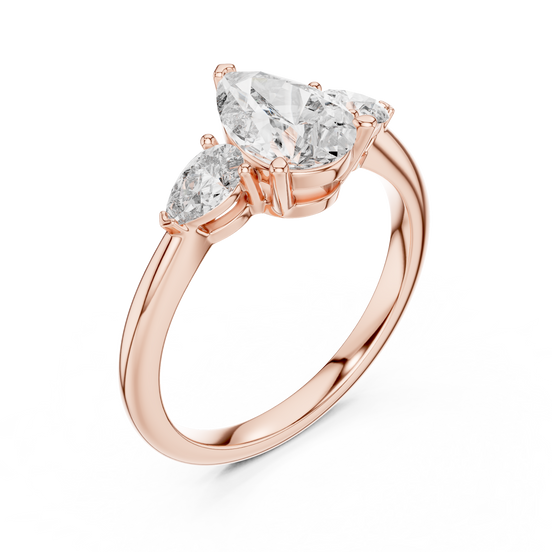 Pear Cut Three-Stone Cluster Ring