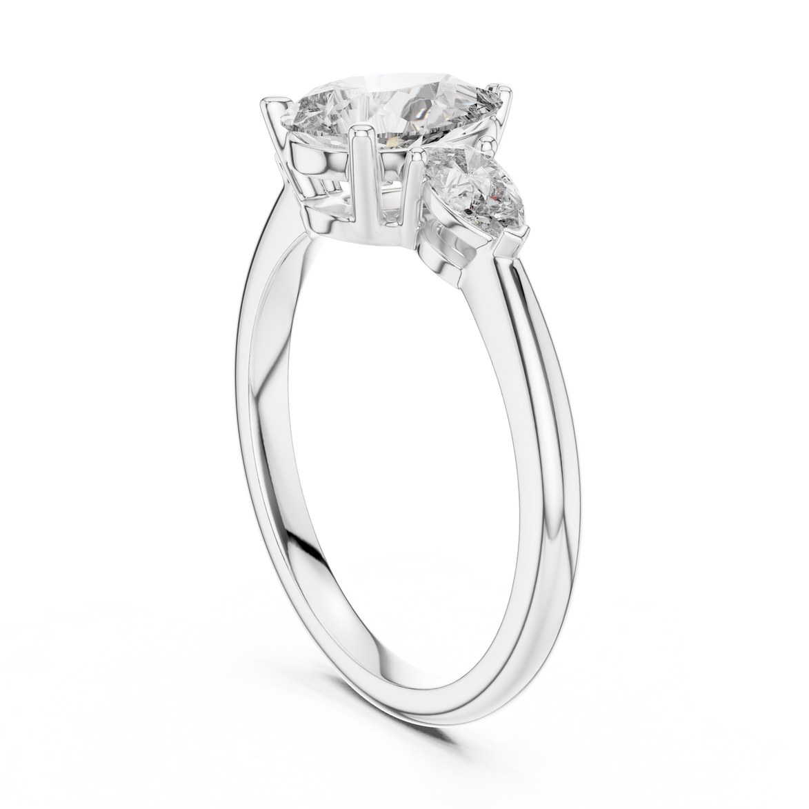 Pear Cut Three-Stone Cluster Ring