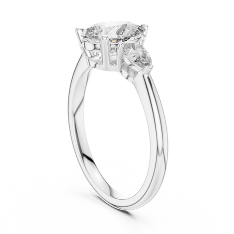Pear Cut Three-Stone Cluster Ring