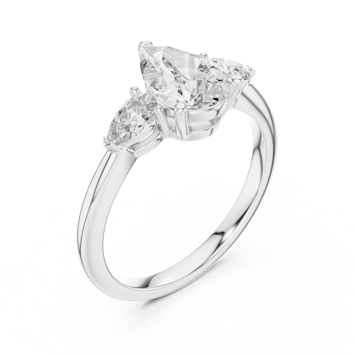 Pear Cut Three-Stone Cluster Ring