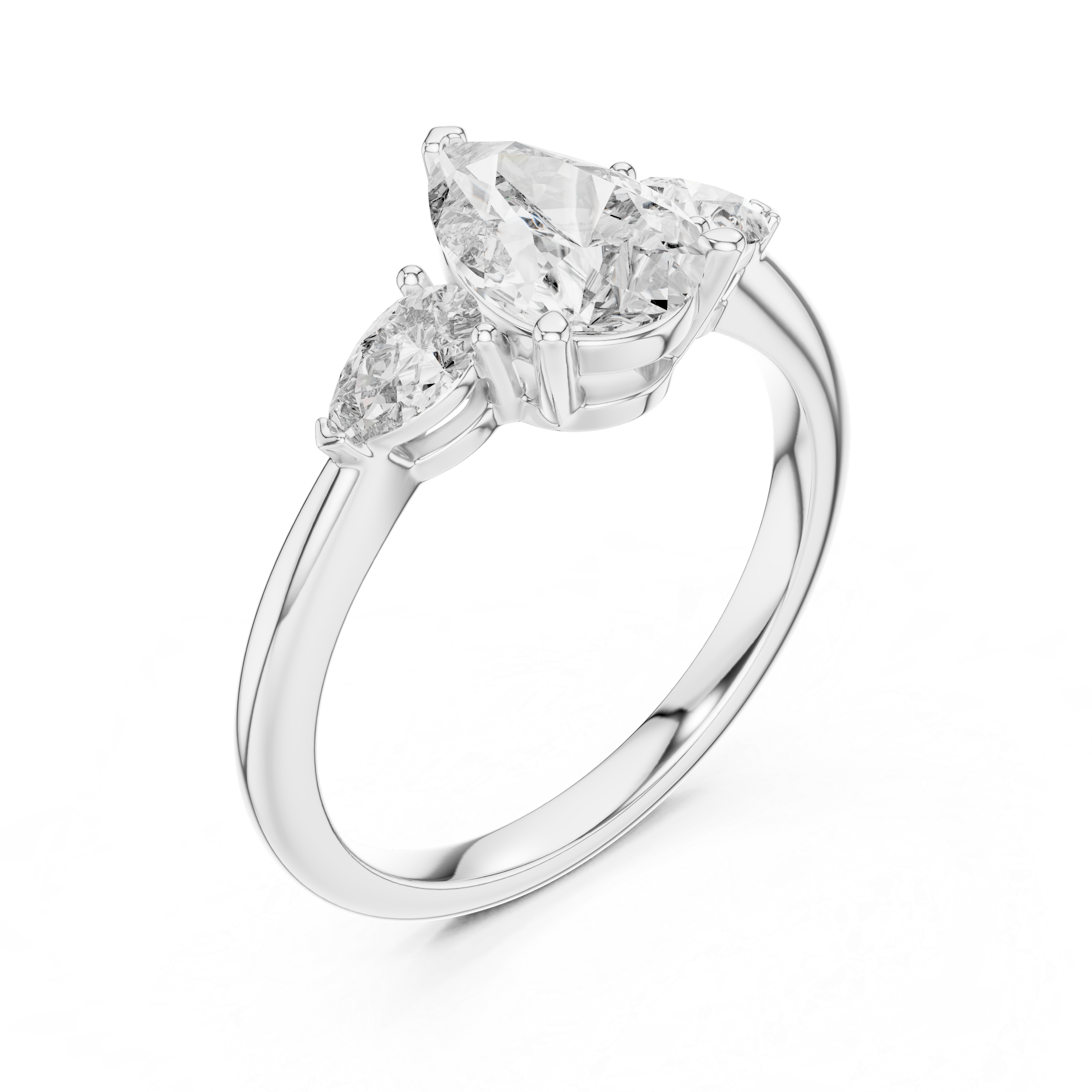Pear Cut Three-Stone Cluster Ring