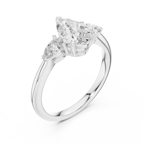 Pear Cut Three-Stone Cluster Ring