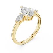 Pear Cut Three-Stone Cluster Ring