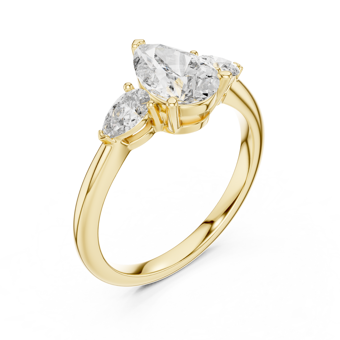 Pear Cut Three-Stone Cluster Ring
