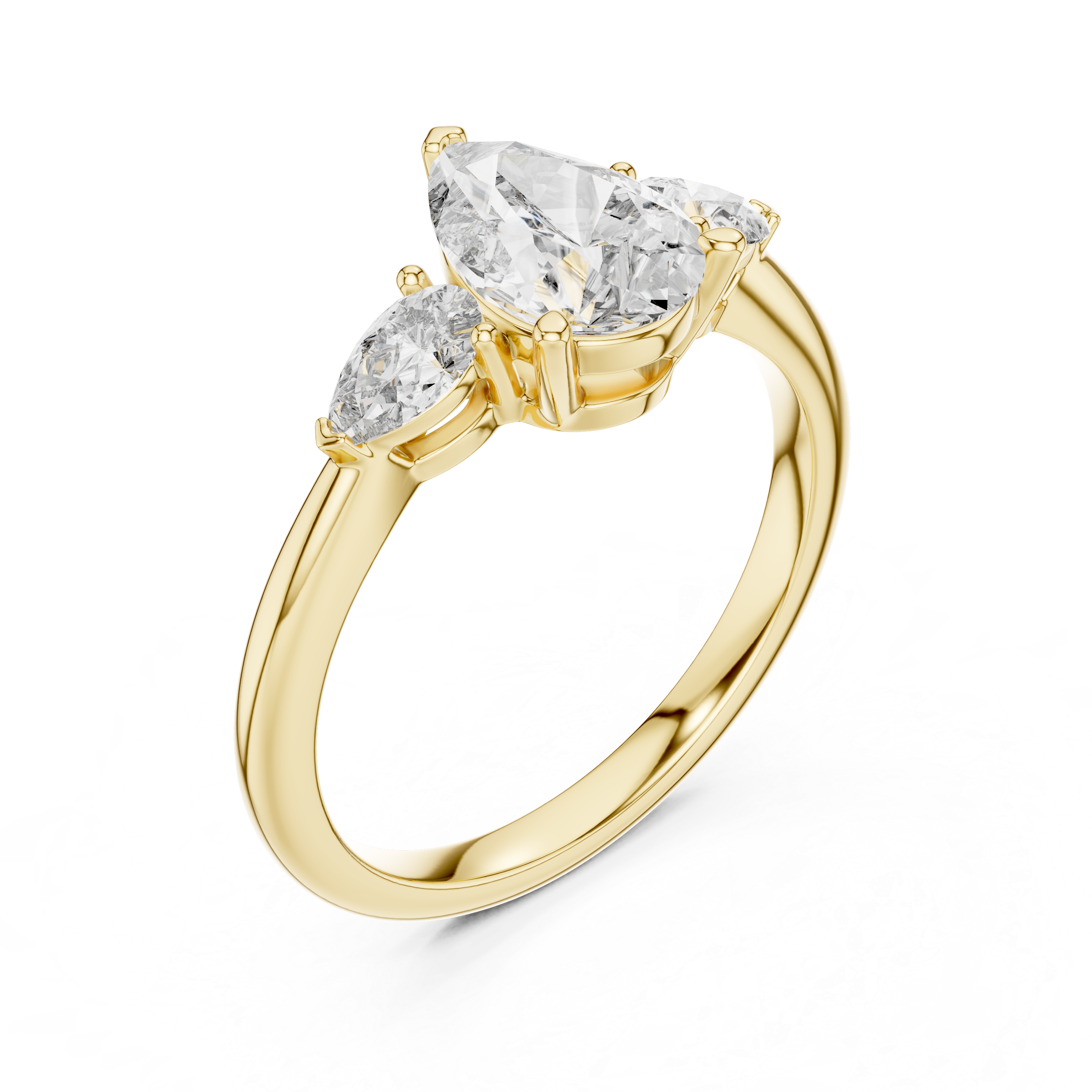 Pear Cut Three-Stone Cluster Ring