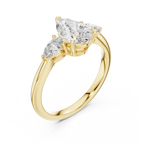 Pear Cut Three-Stone Cluster Ring