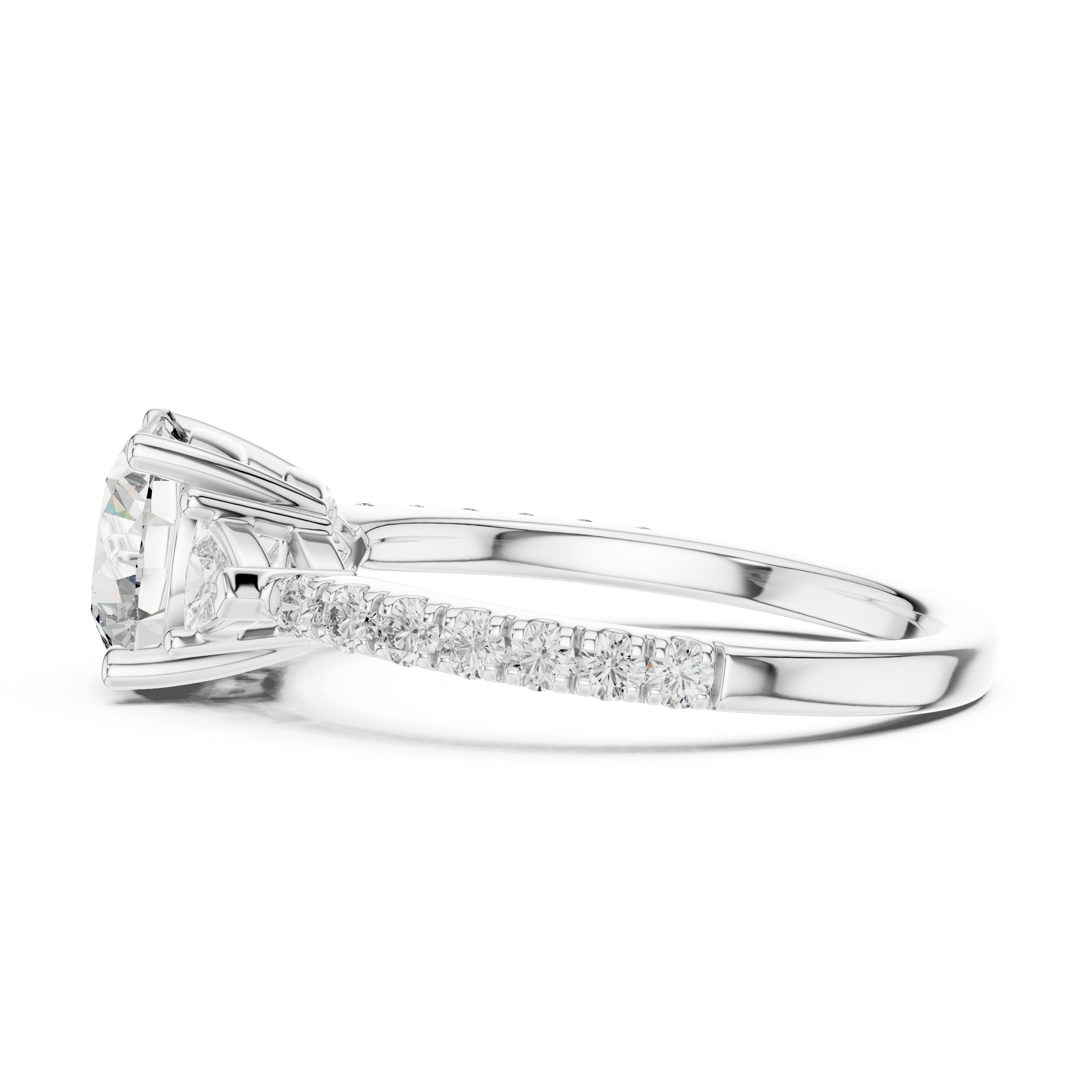 Round Brilliant Pavé Solitaire Ring