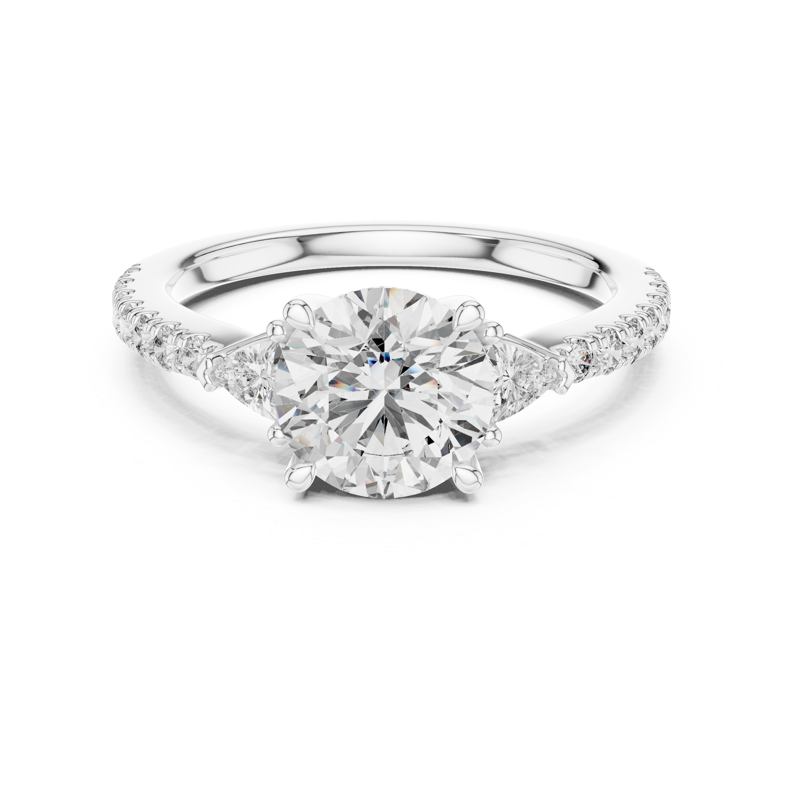 Round Brilliant Pavé Solitaire Ring