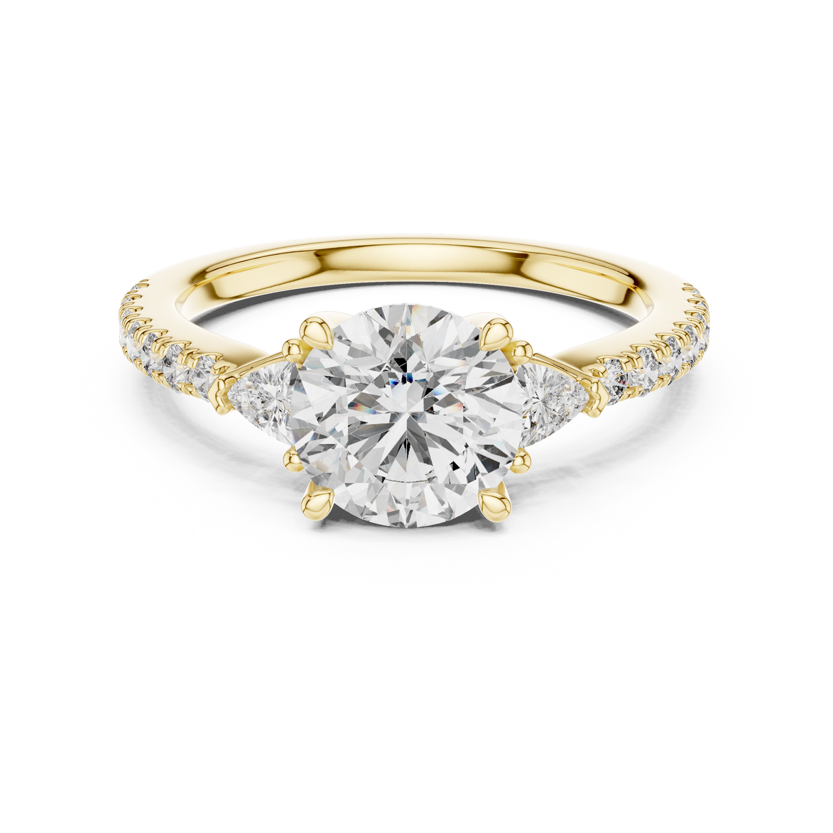 Round Brilliant Pavé Solitaire Ring