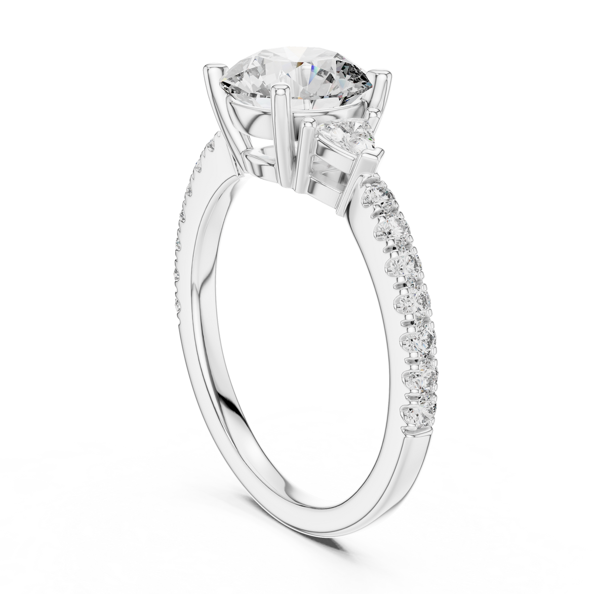 Round Brilliant Pavé Solitaire Ring