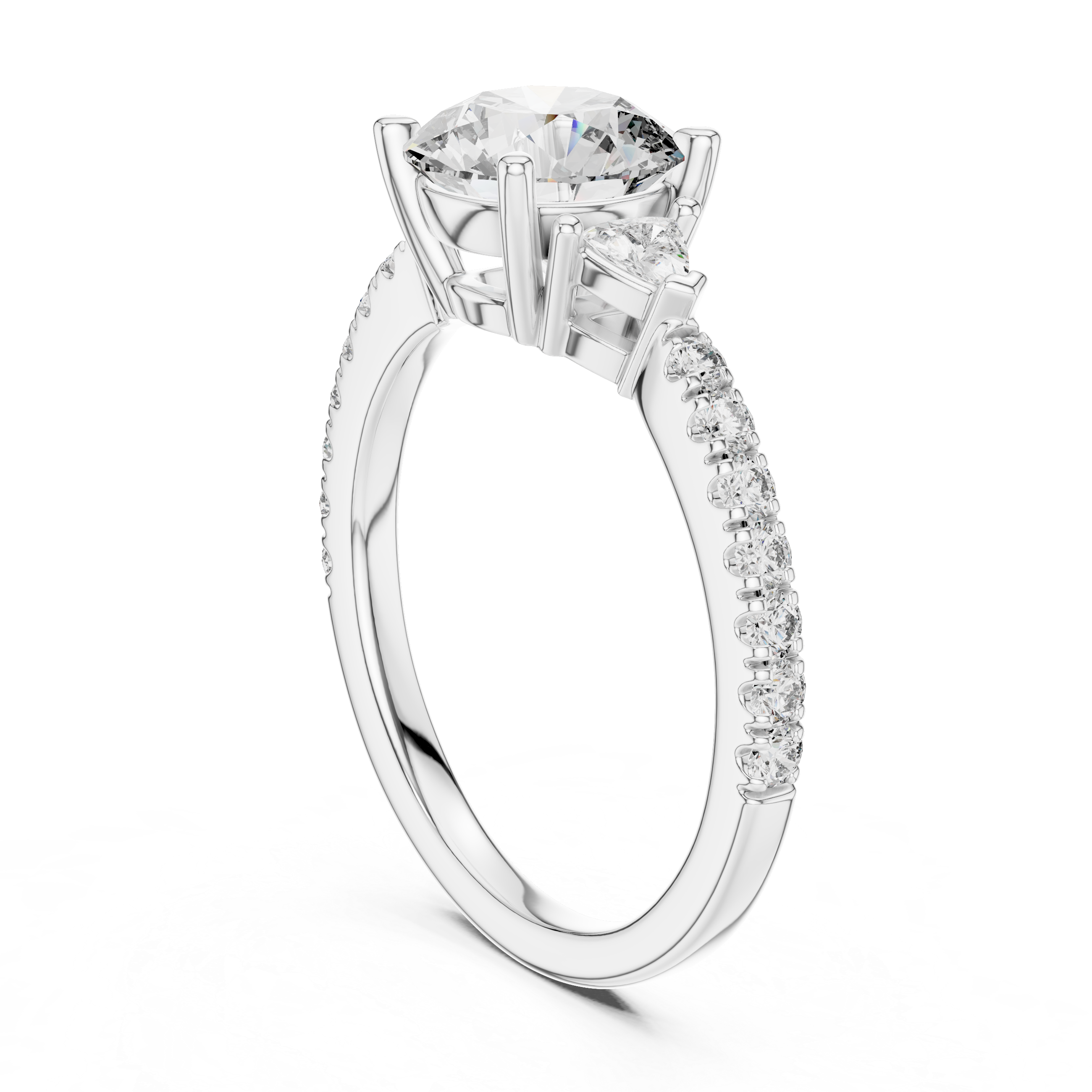Round Brilliant Pavé Solitaire Ring