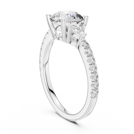 Round Brilliant Pavé Solitaire Ring