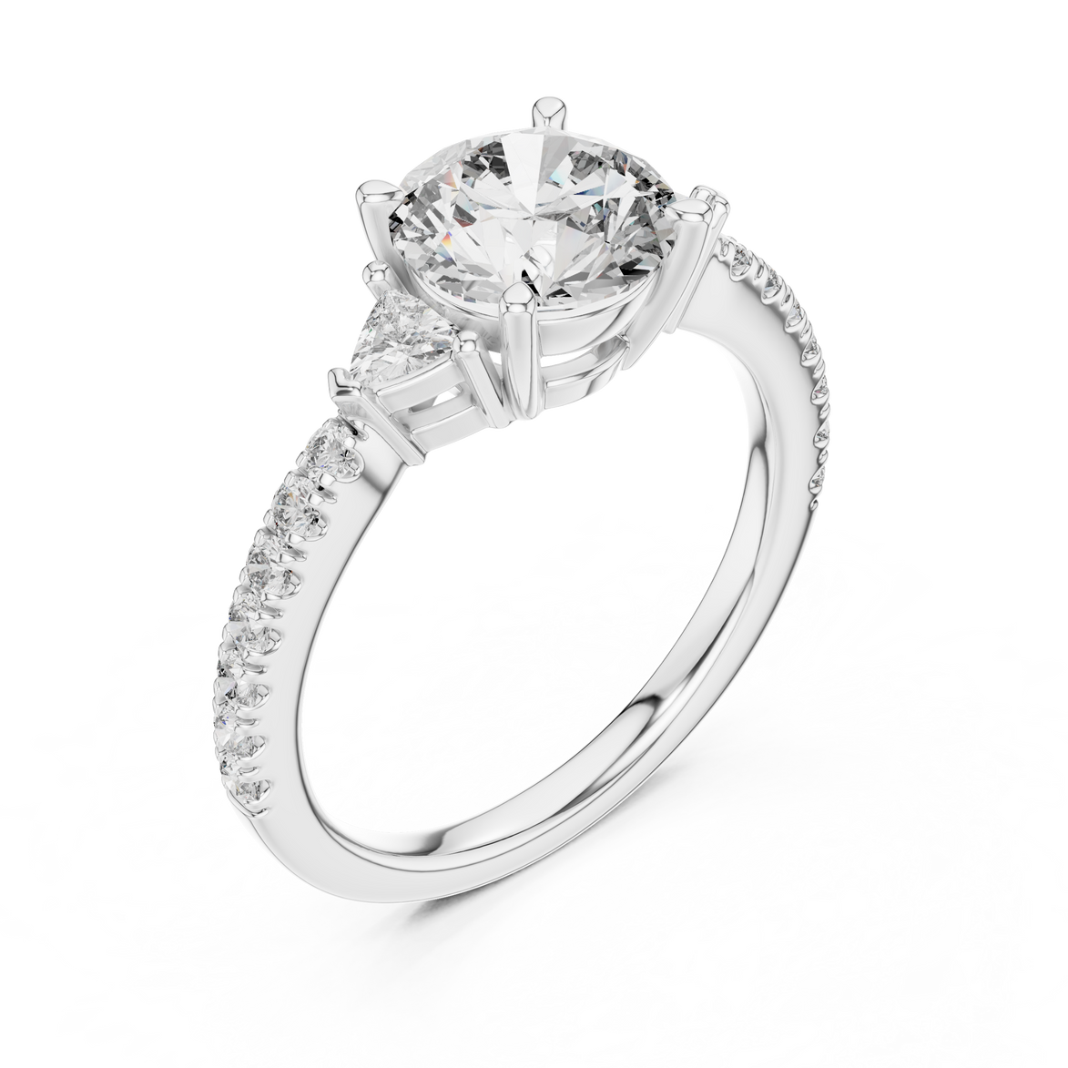 Round Brilliant Pavé Solitaire Ring