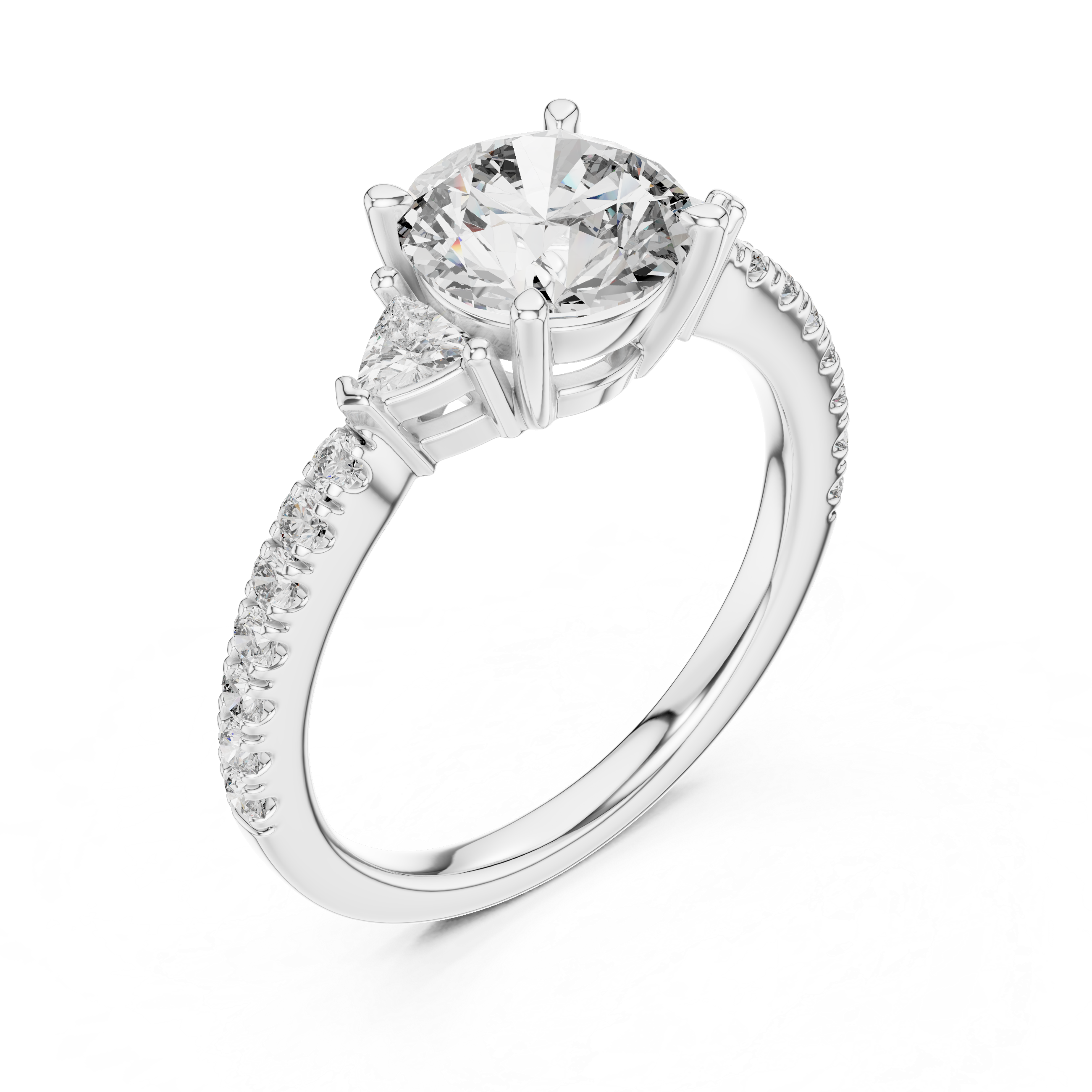 Round Brilliant Pavé Solitaire Ring