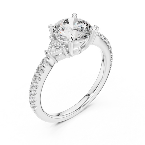 Round Brilliant Pavé Solitaire Ring