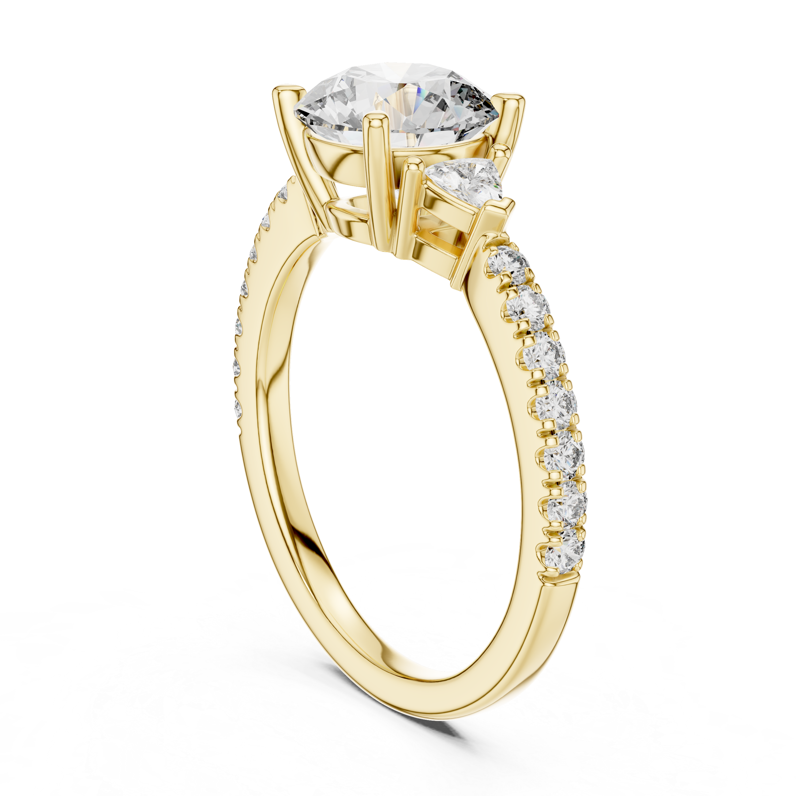 Round Brilliant Pavé Solitaire Ring