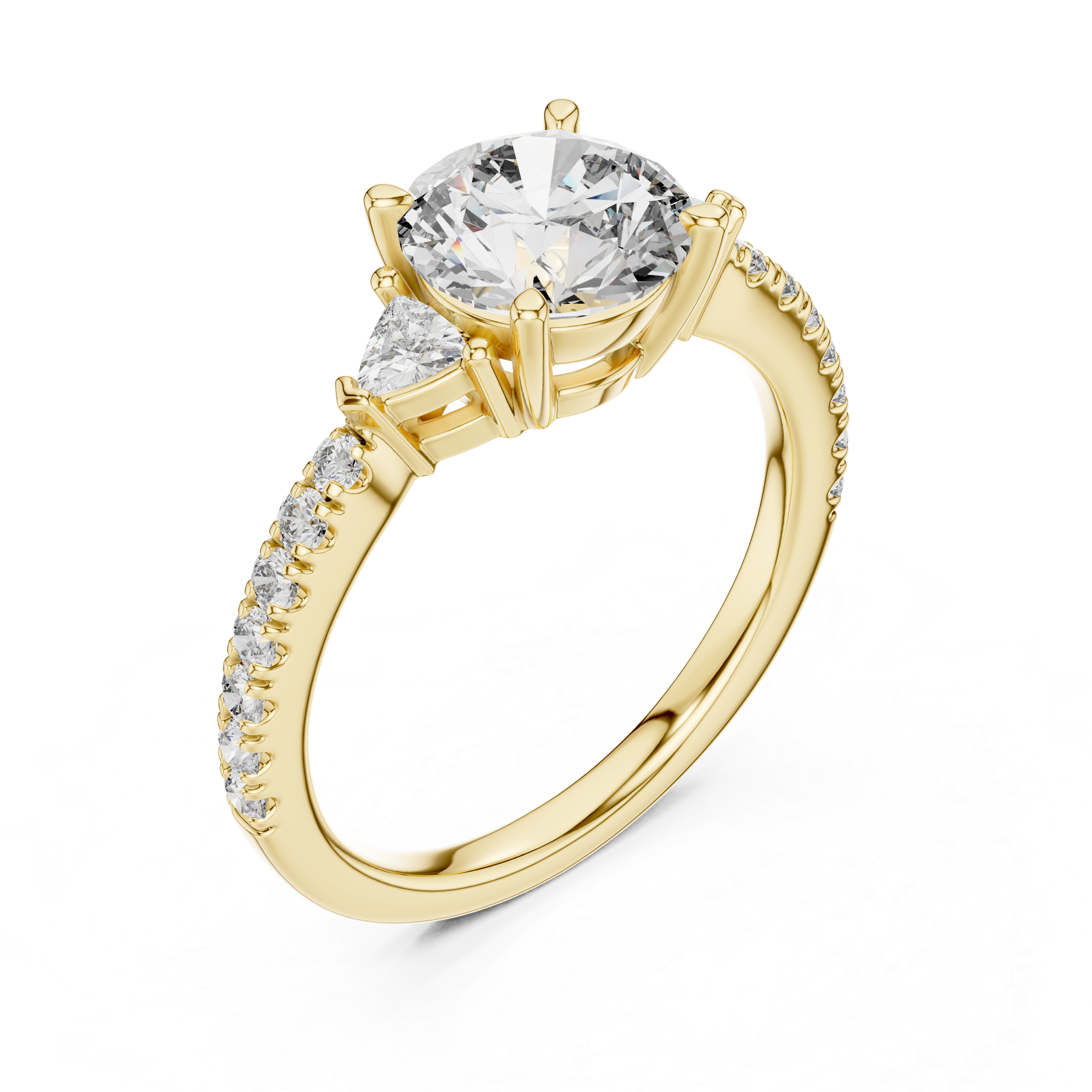 Round Brilliant Pavé Solitaire Ring