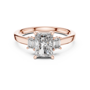 Emerald Cut Three-Stone Ring with Baguette Side Stones