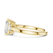 Emerald Cut Three-Stone Ring with Baguette Side Stones