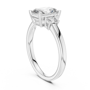 Emerald Cut Three-Stone Ring with Baguette Side Stones