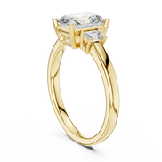 Emerald Cut Three-Stone Ring with Baguette Side Stones
