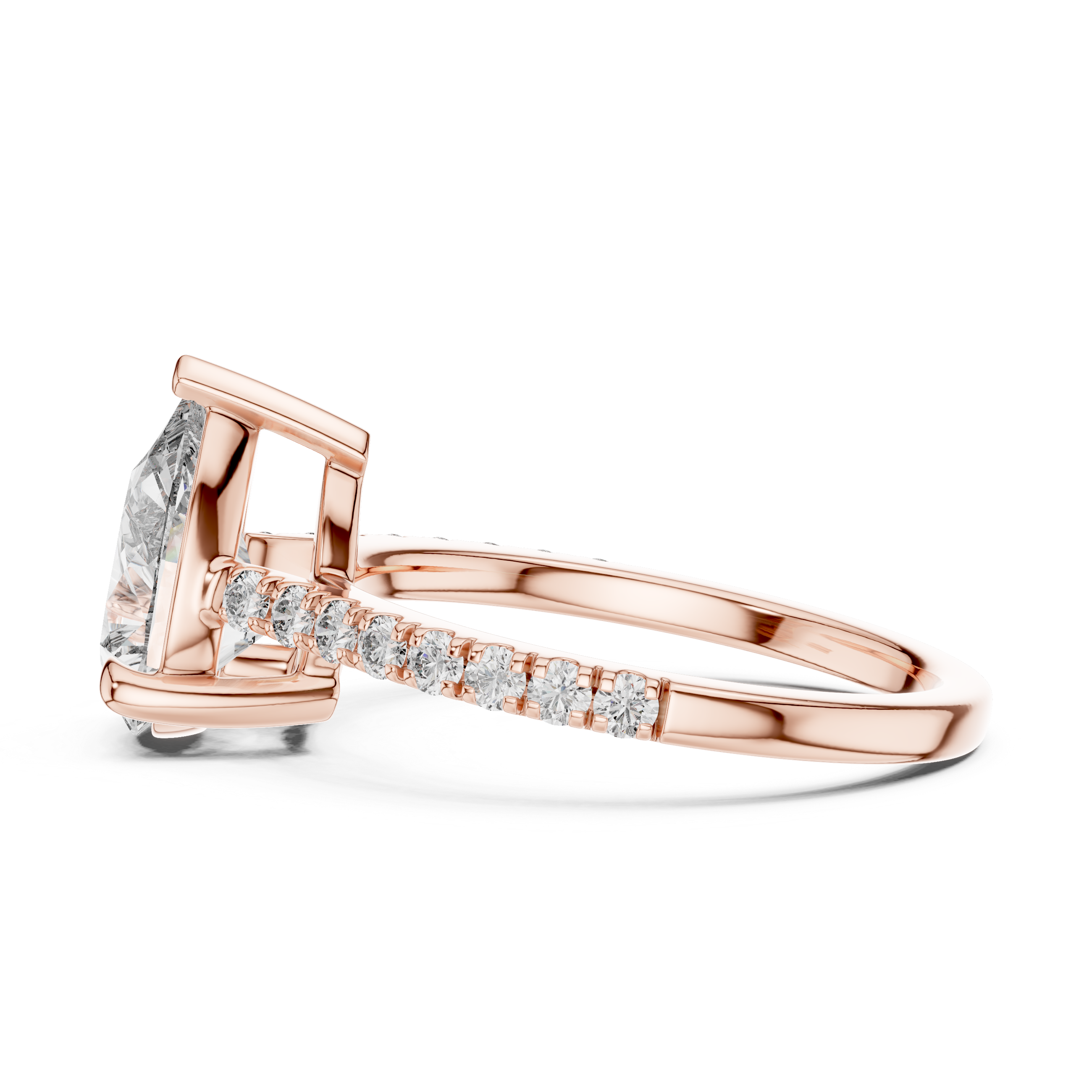 Pear Solitaire Pavé Band Ring
