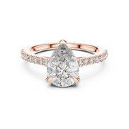 Pear Solitaire Pavé Band Ring