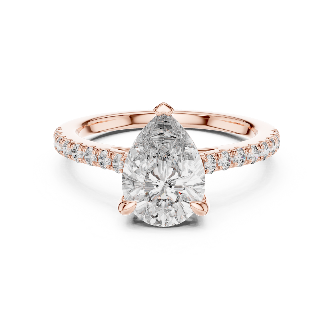 Pear Solitaire Pavé Band Ring