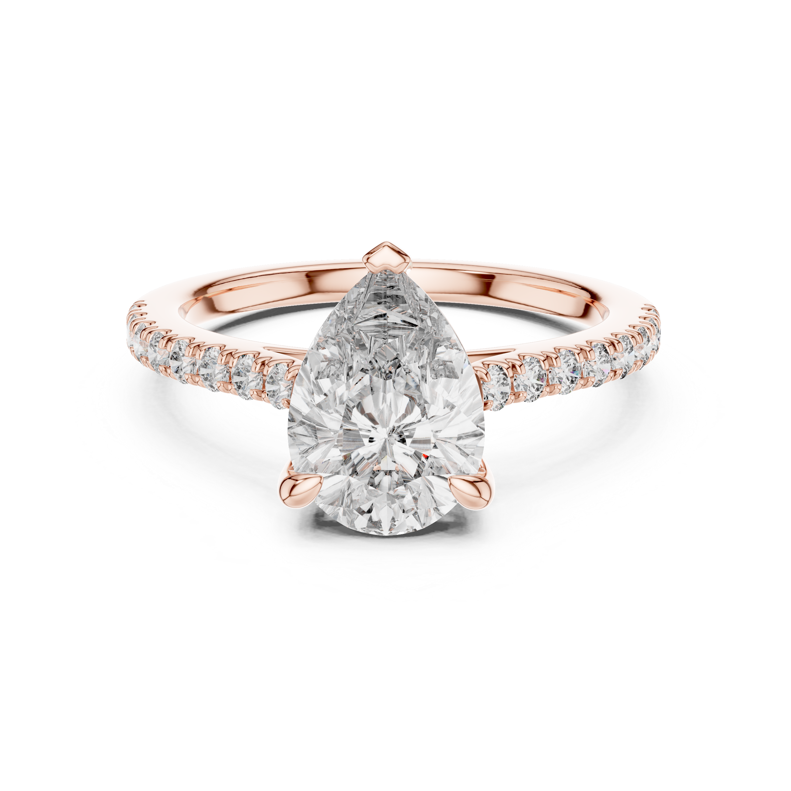 Pear Solitaire Pavé Band Ring