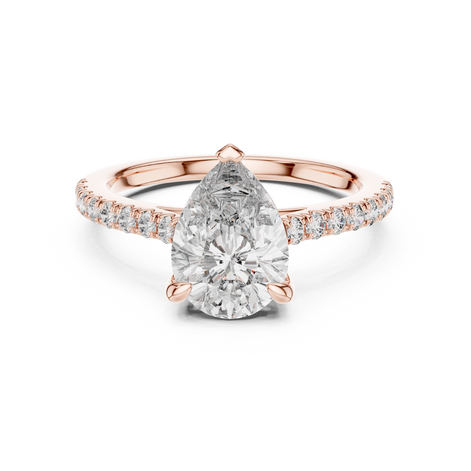 Pear Solitaire Pavé Band Ring