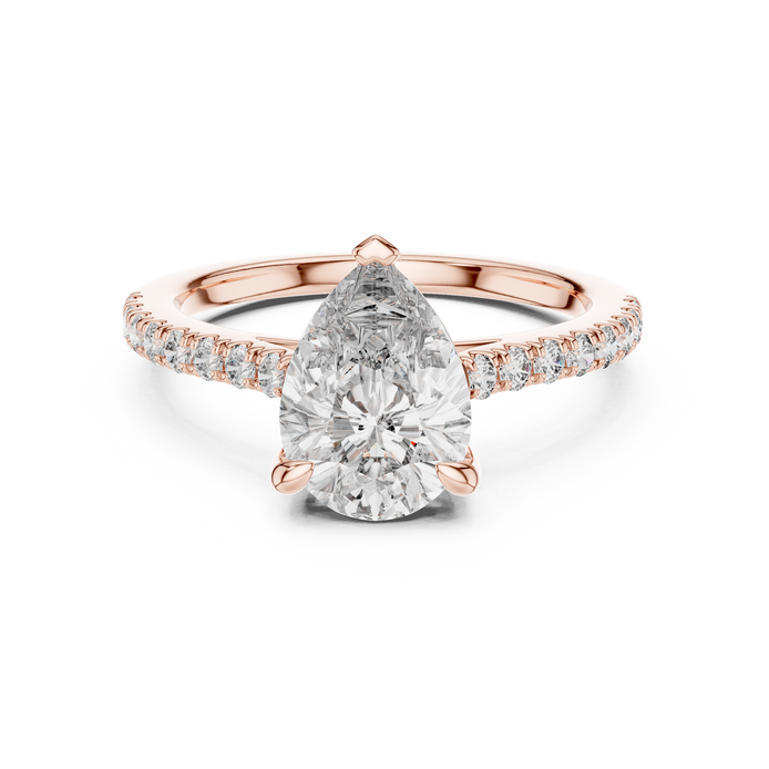 Pear Solitaire Pavé Band Ring