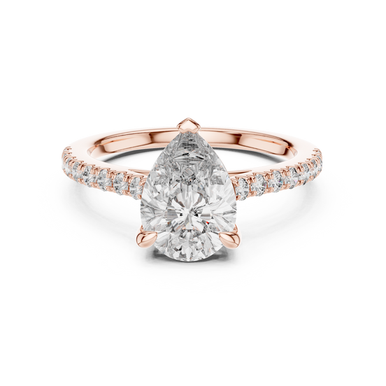 Pear Solitaire Pavé Band Ring