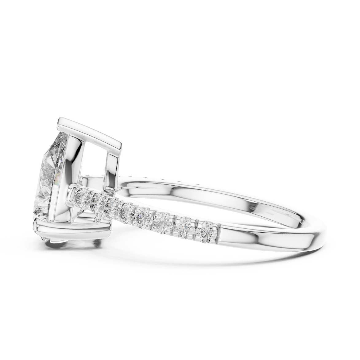 Pear Solitaire Pavé Band Ring